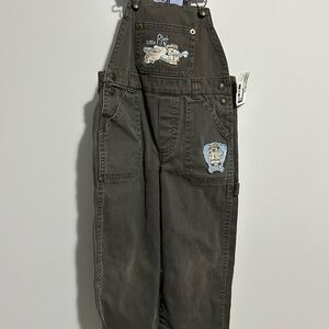 Koala Kids Charcoal Overalls with Brass Accents